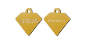 Medaglietta Cane Gatto a forma di DIAMANTE ORO 36x37,5 mm. INCISIONE GRATUITA - Imagen 1 de 1