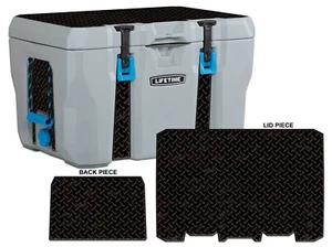 Vinyl Cooler Wrap fits Lifetime 28, 55, 77 | Decal Skin L+I- Black Diamond Plate - Picture 1 of 8