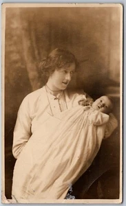 Postcard RPPC c1910s Studio Photo of Mother and 2 Month Old Baby - Picture 1 of 2