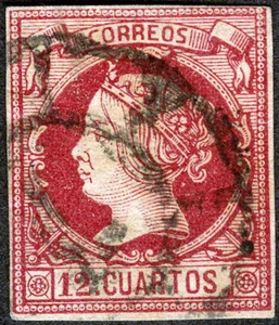 Spanien 1860 Königin Isabella II 12c gebraucht (SC# 51) - Bild 1 von 1