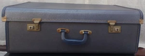 Vintage Suitcase Cheney England Travel Case 60s Compressed Cardboard Suitcase - Picture 1 of 21
