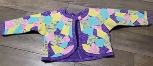 Vintage Owl Patchwork Quilt Jacket Girls Purple Blue Yellow Pink - Picture 1 of 6
