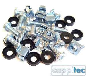 10 PACK M6 CAGE NUTS BOLTS WASHERS FOR 19" RACK MOUNT DATA CABINETS 15mm THREAD - Picture 1 of 2