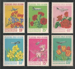 Gabon #C109-C111 (AP49) VF MNH - 1971 15fr to 120fr Flowers and Plane - Picture 1 of 1