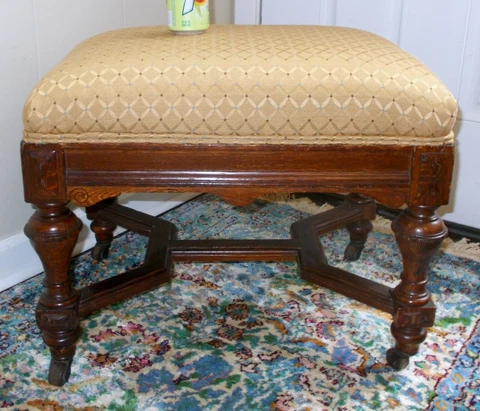 Antique  BAROQUE Renaissance Revival BENCH STOOL 19th C. Victorian Cover