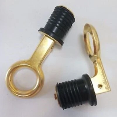 2 x 1" Drain Plug Rubber Brass Snap Flip Boat Hull Livewell Drain Plug - Image 1 of 3