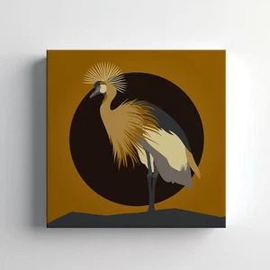 Crane Bird Abstract Canvas Print Wall Art, Stylish Home Decor Wall Hanging - Picture 1 of 12