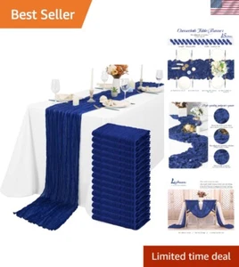 Fade-Resistant Royal Blue Cheesecloth Table Runner Set - 15 Pieces, 120 Inches - Picture 1 of 9