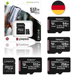 Micro SD Karte 64 128 256 512 GB Speicherkarte Adapter Kingston Canvas Plus - Bild 1 von 18
