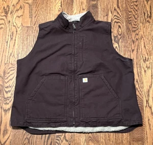 Carhartt Sherpa Line Vest Washed Duck Womens XXL Dark Brown - Picture 1 of 4