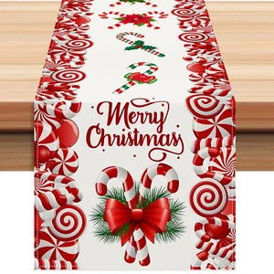 Christmas Table Runner Holiday Decor Rectangular Table Cloth Christmas - Picture 1 of 12