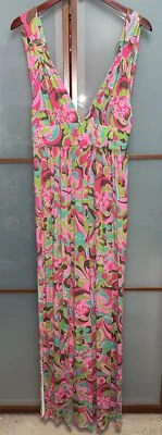 Maxi Vestido Jersey MILLY Of New York Floral Abstracto Correa Acentuado Imperio Talla M Foto 1 de 4