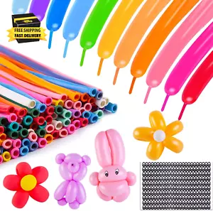 100PCS 260 Long Balloons, Twisting Animal Balloons Assorted Colors Thickening La - Picture 1 of 8