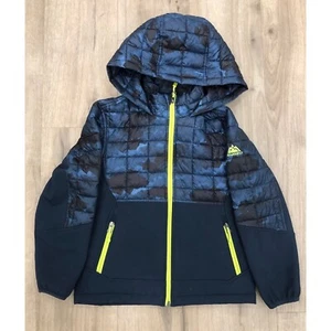 Snozu Boys Blue Soft Shell Coat Outerwear Jacket with hood Size S 7/8 - Picture 1 of 3
