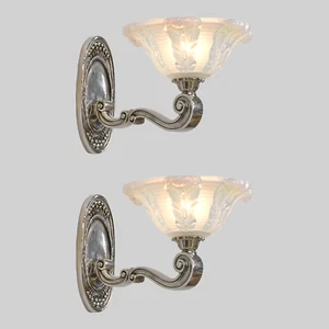 a pair opalescent French Art Deco Wall Sconces by Ezan Jean Gauthier EJG 1930s - Picture 1 of 13