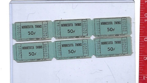Vintage lot 50c tickets Minnesota Twins Metro Stadium Cover