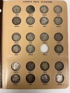 Complete Set Barber Quarters 1892-1916 PDOS Album 71 Coins No 3 Key Dates #73939 - Picture 1 of 9