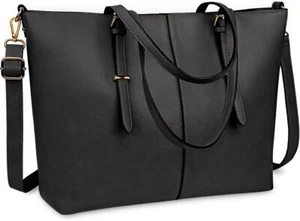 Laptop Tote Computer Bag Waterproof Lightweight Leather Briefcase Handbag - Picture 1 of 6