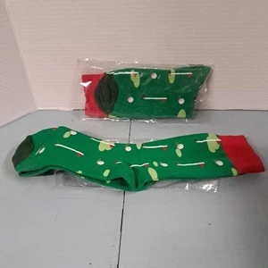 Golf Putt Dress Socks Novelty Men 8-12 Green Red Christmas New - Imagen 1 de 3