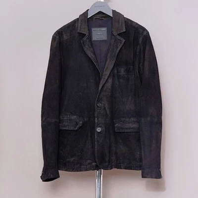 ALL SAINTS Leather Blazer Jacket MEDIUM Mens Black Suede M Celebrity Grail HOKU - Image 1 of 4