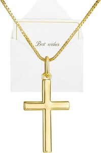 Gold Cross Necklace for Women 14K Real Gold Plated Dainty Religious Pendant Gift - Picture 1 of 7