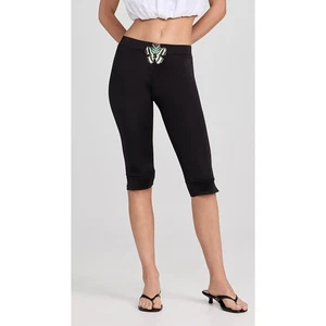 New SIEDRES Tali Logo Detail Cropped Jersey Leggings in Black Women's Size M - Picture 1 of 8