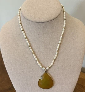 Collar de cuentas de perlas de agua dulce de imitación Monet de colección con colgante de lágrima - Imagen 1 de 8