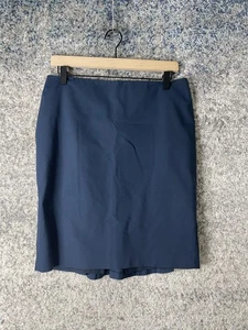 Gonna Ann Taylor donna 10P blu navy petite orlo arricciato matita carriera ufficio - Foto 1 di 7