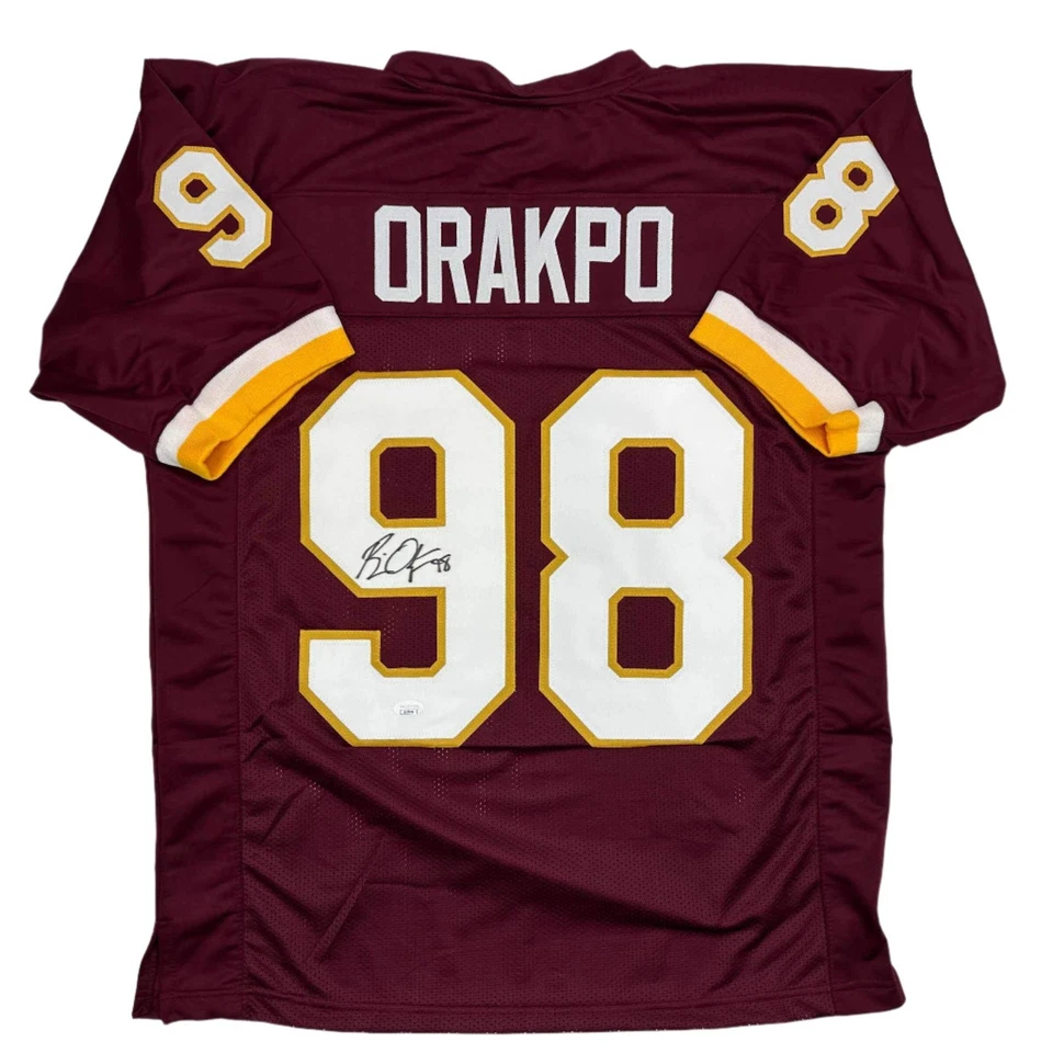 Autographed/Signed Brian Orakpo Washington Burgundy Football Jersey JSA COA - Image 1 of 4