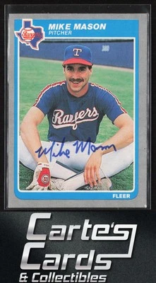 Mike Mason 1985 Fleer #562 Texas Rangers RC TTM/IP Signed Auto - Image 1 of 2