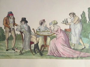 ARTE POVERA RARE MONTAGE DECOUPAGE GRAVURE EPOQUE DIRECTOIRE EMPIRE 1800 1810 d - Foto 1 di 5