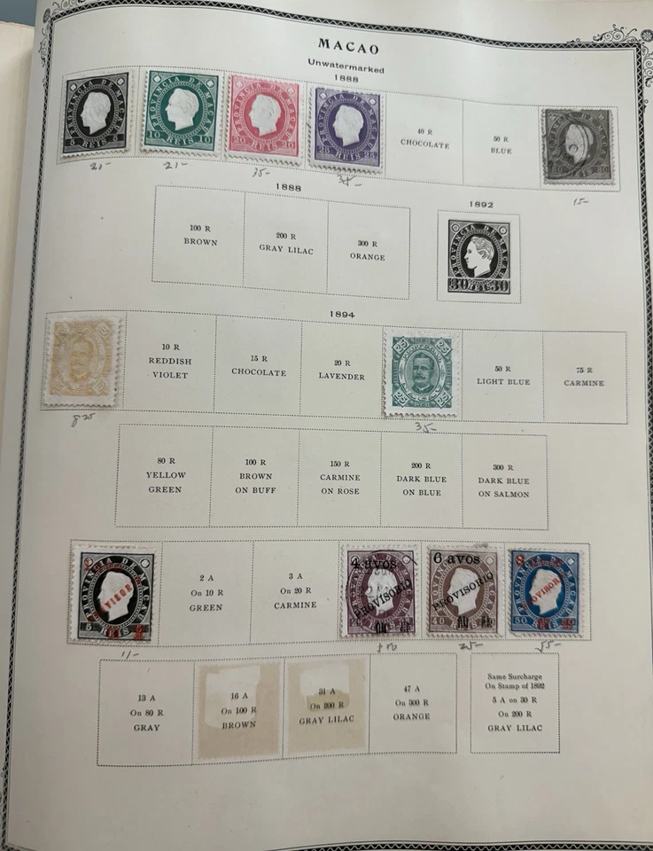 Colección de estampillas postales MACAO 1888 y 1894 usadas  Foto 1 de 1