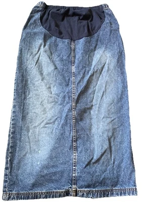 Motherhood Maternity Modest Denim Jean Skirt Sz L Soft Belly Panel Medium Wash - Image 1 of 4