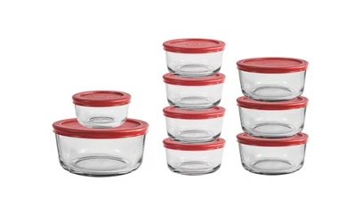 18 Piece Glass Storage Containers with Lids (9 Glass Food Storage Containers ... - Image 1 of 4