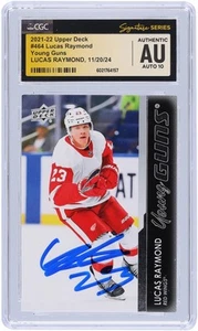 Lucas Raymond Red Wings Signed 2021-22 Upper Deck #464 CGC Auto 10 Rookie Card - Picture 1 of 3