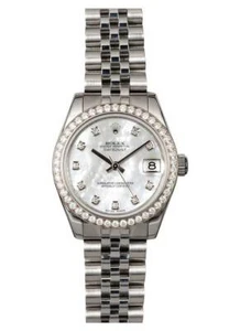 Rolex DateJust 178384 2014 Box/Card SS 18KWG Diamond Bezel MOP Dial Midsize 31mm - Picture 1 of 2