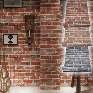 3D Effect Brick Textured Wallpaper Realistic Red Gray Brick Livingroom WallPaper - Picture 1 of 15
