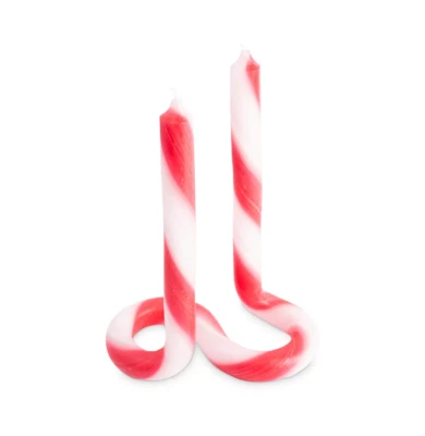LEX POTT Double End Candy Cane Twist Candle Red/white, Decorative - Image 1 of 4