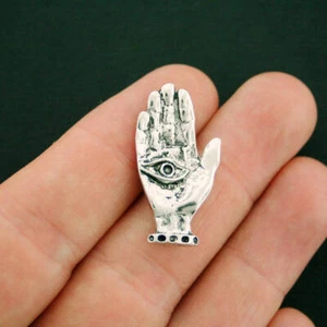 4 Evil Eye Hand Charms Antique Silver Tone No Hole - SC3754 - Picture 1 of 2