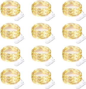 12 Pack Battery Operated Fairy String Lights 7 Feet 20 Led Waterproof Silver Wir - Picture 1 of 12