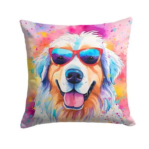 Great Pyrenees Hippie Dawg Fabric Decorative Pillow DAC2516PW1818 - Picture 1 of 4