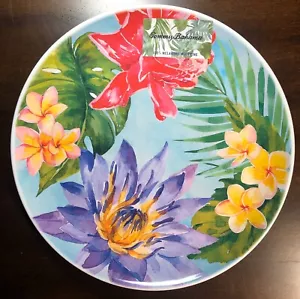 x6 TOMMY BAHAMA NEW!!! Melamine Dinner PLATES PLUMERIA FLORAL Orchid 11” - Picture 1 of 5