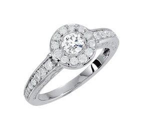 Diamond Engagement Ring 0.91 Carat Total Weight Set in 14K WG G VVS1 GIA - Picture 1 of 3