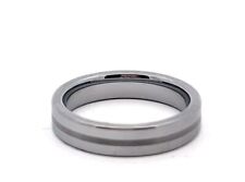 Triton 5mm Polished Tungsten with Satin Center Stripe Band Ring