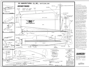 CL Model Airplane Plans & Templates SIG DEWEYBIRD 22½" Wingspan for .049 Engines - Picture 1 of 5