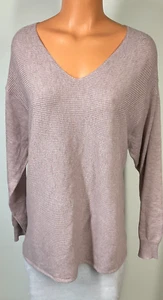 Ella Moss Ladies' Mauve Ribbed V-Neck Pullover Sweater XXLarge NWT - Picture 1 of 5