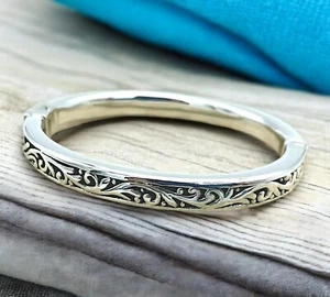 925 Sterling Silber filigran 6,75" Klapp Armreif Armband, leicht 1273 - Bild 1 von 3