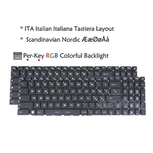 Nordic / Italian Keyboard for MSI Raider GE76 12UE 12UGS 12UH 12UHS, RGB Backlit - Picture 1 of 11