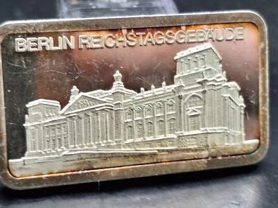 Lingots d'argent 1 once argent fin 999 Degussa Berlin bâtiment du Reichstag - Photo 1/2