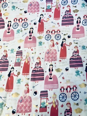 Novidade Doodles Princesas Sapo OURO Acentos em Malha Branca 4 JoAnn BTY - Imagem 1 de 4